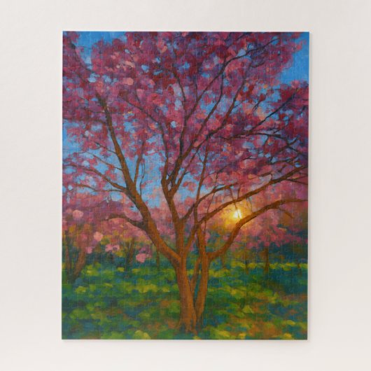 Frühlingsaufwachen - blühende Baumlandschaft Puzzle (Vertikal)