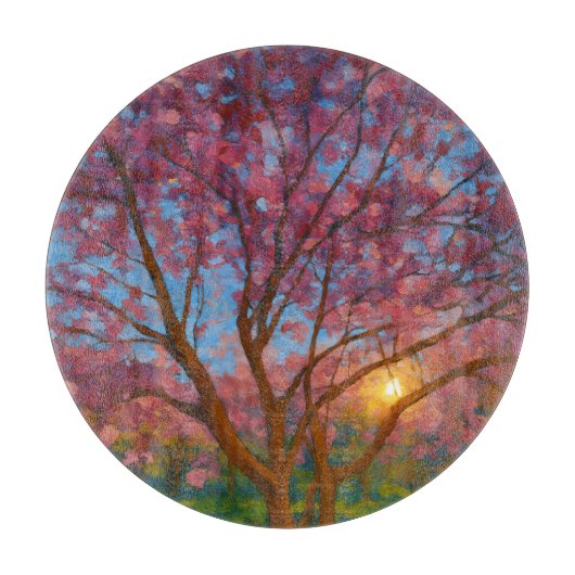 Frühlingsaufwachen - blühende Baumlandschaft Schneidebrett (Vorderseite)
