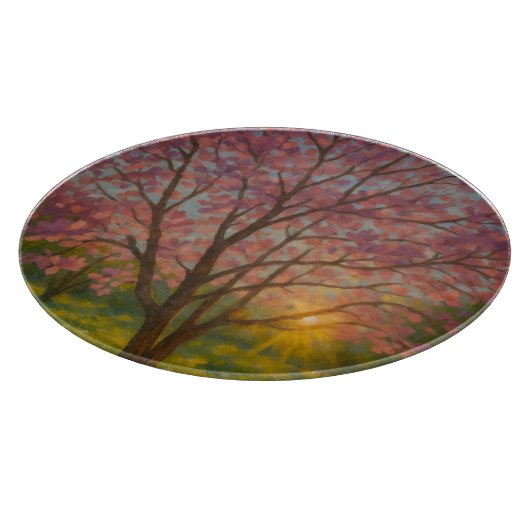 Frühlingsaufwachen - blühende Baumlandschaft Schneidebrett (Ecke)