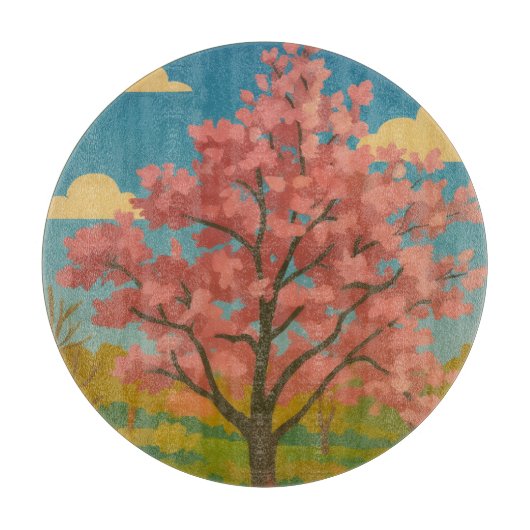 Frühlingsaufwachen - blühende Baumlandschaft Schneidebrett (Vorderseite)