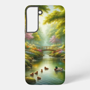Frühlingsbach mit Enten/Blumen Samsung Galaxy Hülle