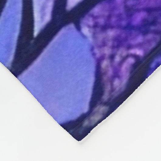 Frühlingsbaum, Mond, blauer Himmel. Vliesdecke Fleecedecke (Ecke)