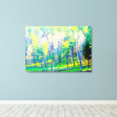 Frühlingsbäume aus gewickelten Leinwänden Leinwanddruck (Insitu (Holzboden))