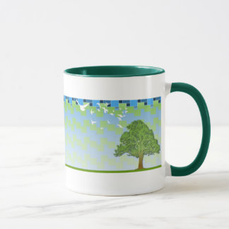 Frühlingsbaumgrün quadriert Hintergrund Tasse