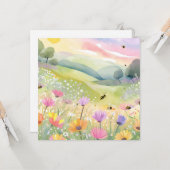 Frühlingsbeere Blume Fields | Blütenfarbene Natur Karte (Vorderseite/Rückseite Beispiel)