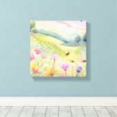 Frühlingsbeere Blume Fields | Blütenfarbene Natur Leinwanddruck (Insitu (Holzboden))