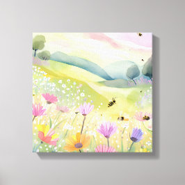 Frühlingsbeere Blume Fields | Blütenfarbene Natur Leinwanddruck