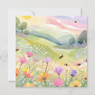 Frühlingsbienen Blumenfelder Florale Farbige Nat Karte