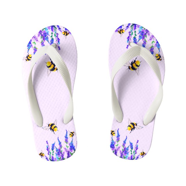 Frühlingsbienen Flip Flops Kinderbadesandalen (Fußbett)