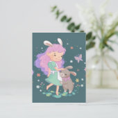 Frühlingsblasen-Illustration Postkarte (Stehend Vorderseite)