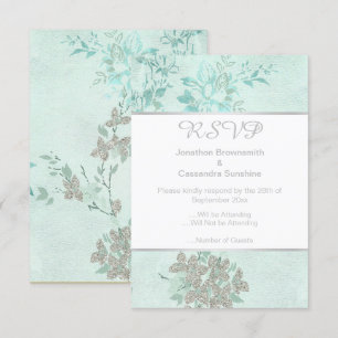 FRÜHLINGSBLAU AQUA SILBER HOCHZEIT RESPONSE RSVP EINLADUNG