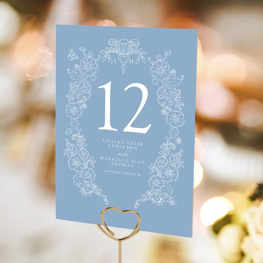 Frühlingsblauer Lilie Hochzeit Tischnummer