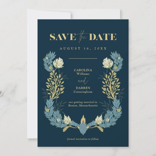 Frühlingsblauer Morris Foto Save The Date (Vorderseite)