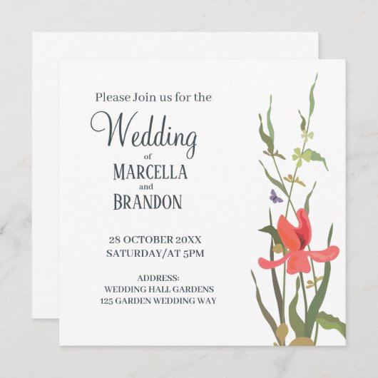 Frühlingsblühende Blütenhochzeit Einladung (Vorne/Hinten)