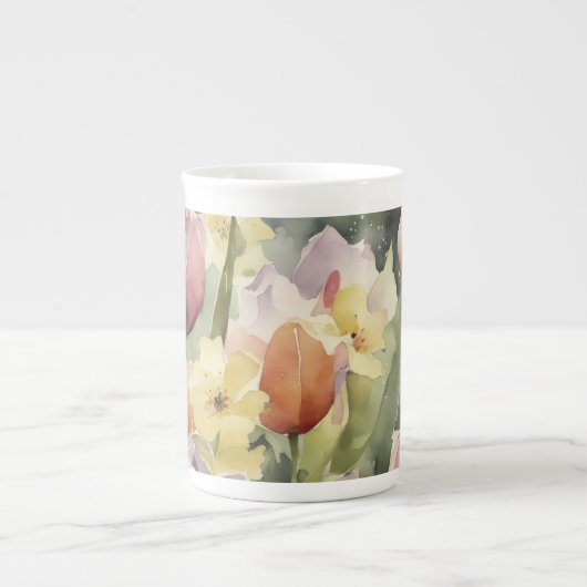 Frühlingsblühende Tulpen Porzellantasse (Vorderseite)