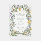 Frühlingsblühende Wildblume Begrüßung Acrylschild (Vorderseite)