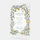 Frühlingsblühende Wildblume Begrüßung Acrylschild (Winkel)