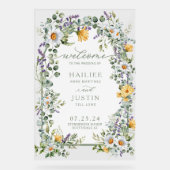 Frühlingsblühende Wildblume Begrüßung Acrylschild (Vorderseite)