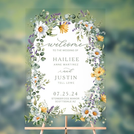 Frühlingsblühende Wildblume Begrüßung Acrylschild (Neutral)