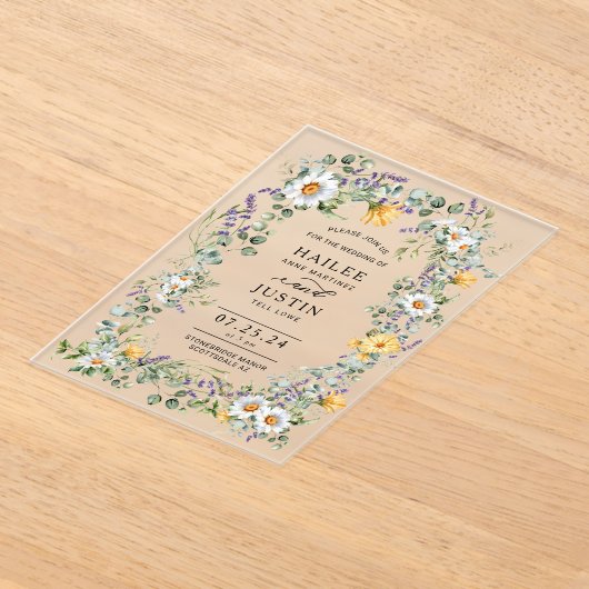 Frühlingsblühende Wildblume Trendy Acryleinladungen (Ablage )