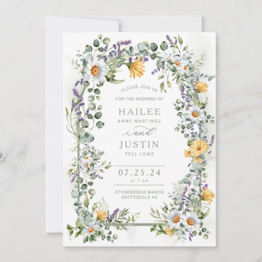 Frühlingsblühende Wildblume Trendy Einladung (Vorderseite)