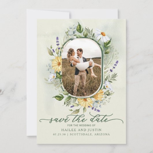 Frühlingsblühende Wildblume Trendy Save The Date (Vorderseite)
