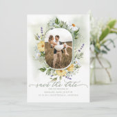 Frühlingsblühende Wildblume Trendy Save The Date (Stehend Vorderseite)