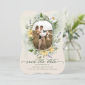 Frühlingsblühende Wildblume Trendy Save The Date (Stehend Vorderseite)