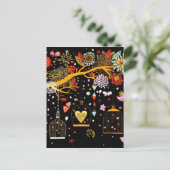 Frühlingsblühender Baumgoldbird in Liebe Postkarte (Stehend Vorderseite)