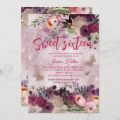 Frühlingsblühgarten 16 . Geburtstag Einladung (Vorne/Hinten)
