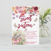 Frühlingsblühgarten 16 . Geburtstag Einladung (Stehend Vorderseite)