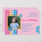 Frühlingsblume Mädchen Geburtstag Foto Einladung (Vorne/Hinten)