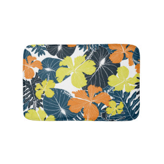 Frühlingsblume: Vintage Blütentextur Badematte