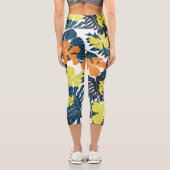 Frühlingsblume: Vintage Blütentextur Capri Leggings (Rückseite)