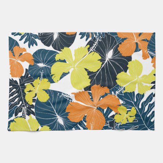 Frühlingsblume: Vintage Blütentextur Geschirrtuch (Horizontal)