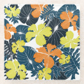 Frühlingsblume: Vintage Blütentextur Glasuntersetzer (Vorderseite)