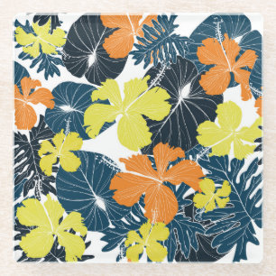 Frühlingsblume: Vintage Blütentextur Glasuntersetzer