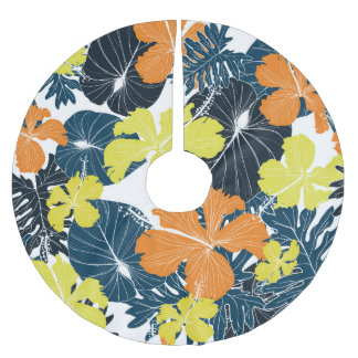 Frühlingsblume: Vintage Blütentextur Polyester Weihnachtsbaumdecke