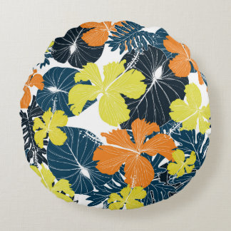 Frühlingsblume: Vintage Blütentextur Rundes Kissen
