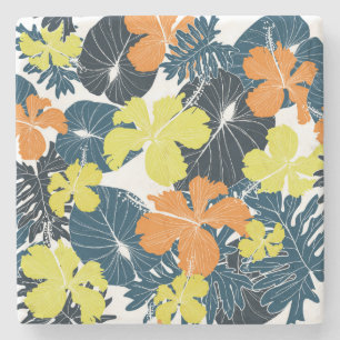 Frühlingsblume: Vintage Blütentextur Steinuntersetzer