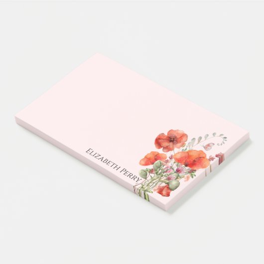 Frühlingsblume Wildblume Poppy Personalisiert Post-it Klebezettel (angewinkelt)