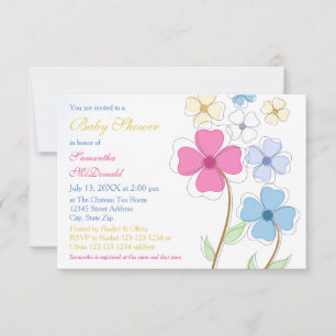 Frühlingsblumen - 3x5 Baby Dusche Einladung