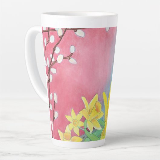 Frühlingsblumen, Affodien, Salix caprea & Violets Milchtasse (Linke Ecke)