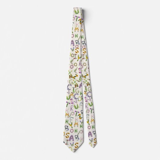 Frühlingsblumen - Alphabet Boho Krawatte (Vorderseite)