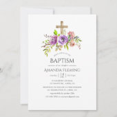 Frühlingsblumen-Aquarell-Taufe oder Christening Einladung (Vorderseite)