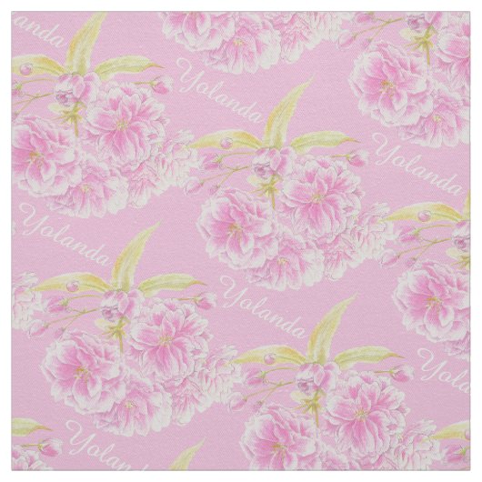 Frühlingsblumen Aquarellblüten Name Rosa Stoff (Muster)