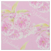 Frühlingsblumen Aquarellblüten Name Rosa Stoff (Nahaufnahme)