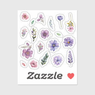 Frühlingsblumen Aquarellfarben Hütte-Kern-Set Aufkleber