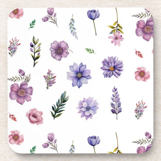 Frühlingsblumen Aquarellfarben Hütte-Kern-Set Getränkeuntersetzer (Vorderseite)
