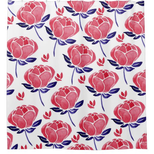 Frühlingsblumen, Aquarellmuster nahtlos. Duschvorhang (Vorderseite)